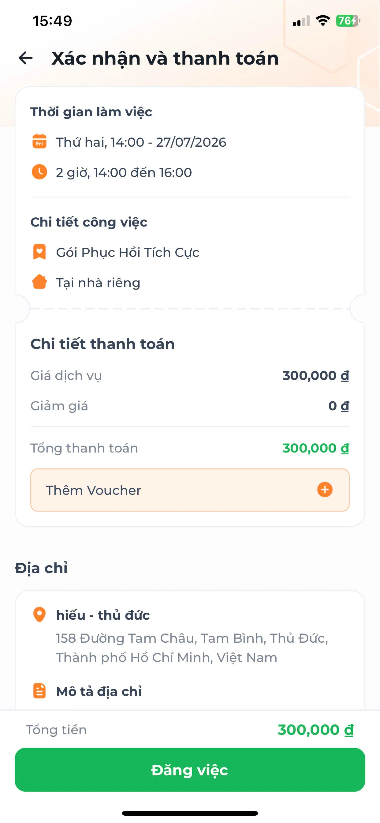 Xác nhận và thanh toán