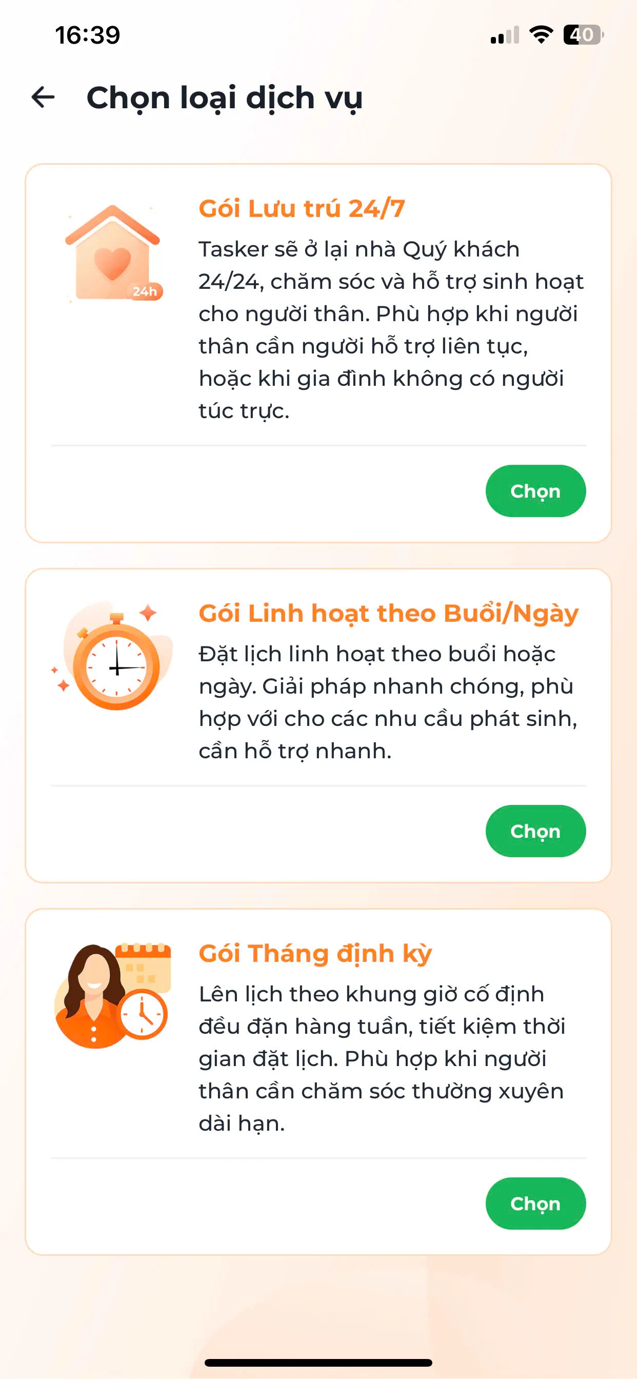 Bước 3 — Chọn gói dịch vụ